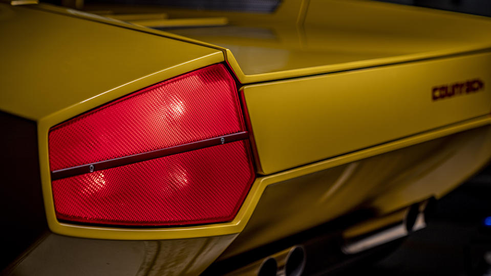 Rear view of Lamborghini Polo Storico’s reconstructed 1971 Countach LP 500