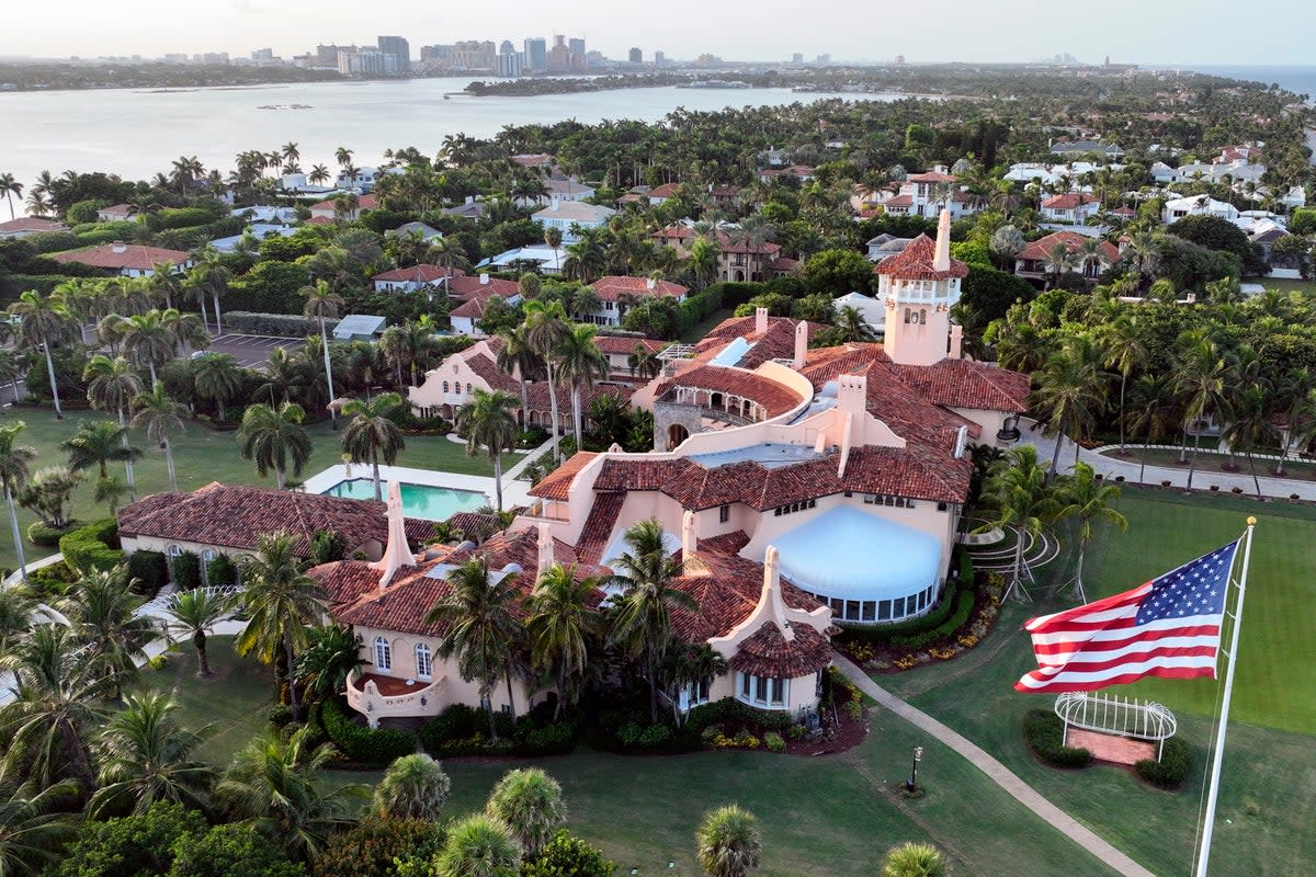 An aerial view of Donald Trump’s Mar-a-Lago estate on 10 August, 2022, days after a federal law enforcement search of the property (AP)