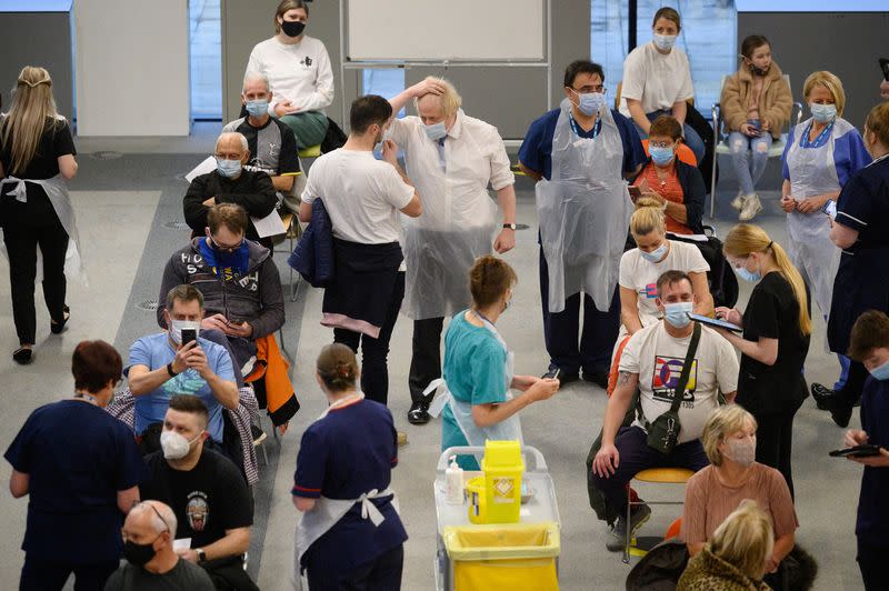 British PM Johnson visits COVID-19 vaccination centre near Ramsgate