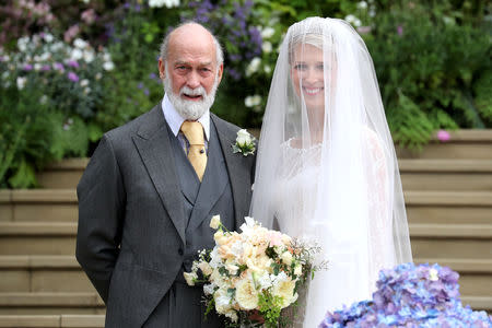 Lady Gabriella Windsor with her father Prince Michael of Kent arrive ahead of her wedding to Thomas Kingston at St George's Chapel in Windsor Castle, near London, Britain May 18, 2019. Chris Jackson/Pool via REUTERS