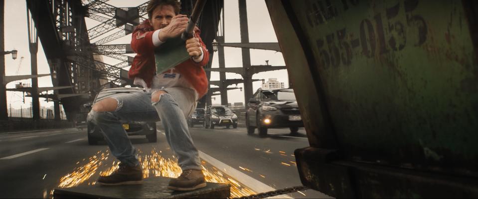 Ryan Gosling chases down a garbage truck as "The Fall Guy" reaches its climax.