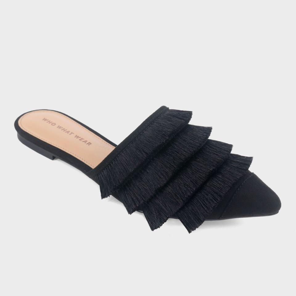 Annie Satin Tassel Pointed Mules