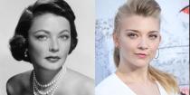 <p><em>Game of Thrones </em>actress Natalie Dormer's looks are reminiscent of Old Hollywood star Gene Tierney. The actresses both share green upturned eyes and a square-shaped face. </p>
