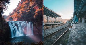 拼圖，十分瀑布、十分車站｜The collage shows Shifen waterfall and Shifen train station. (Courtesy of Vincent Hablan)