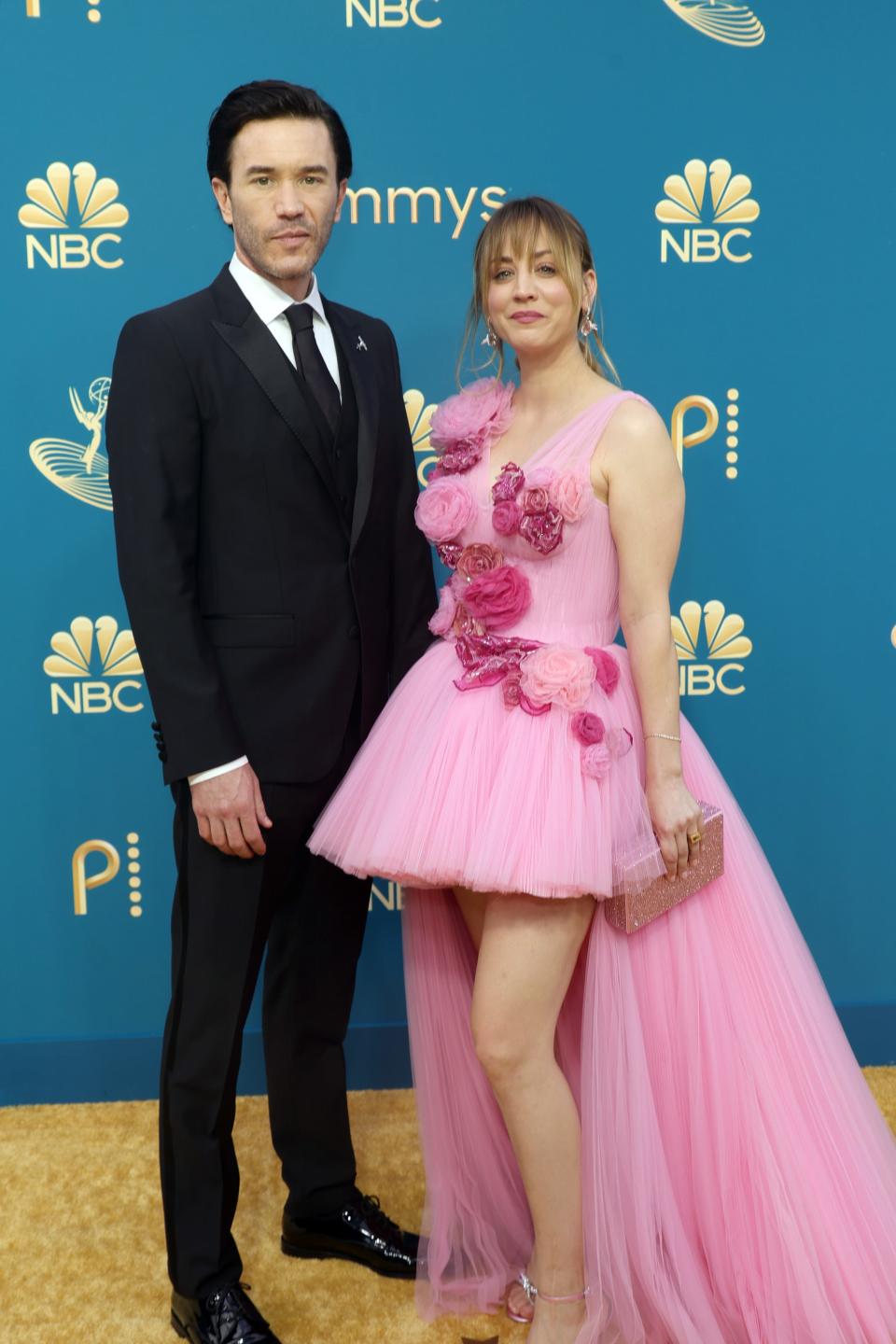 Tom Pelphrey and Kaley Cuoco attends the 74th Primetime Emmys at Microsoft Theater on September 12, 2022 in Los Angeles, California.