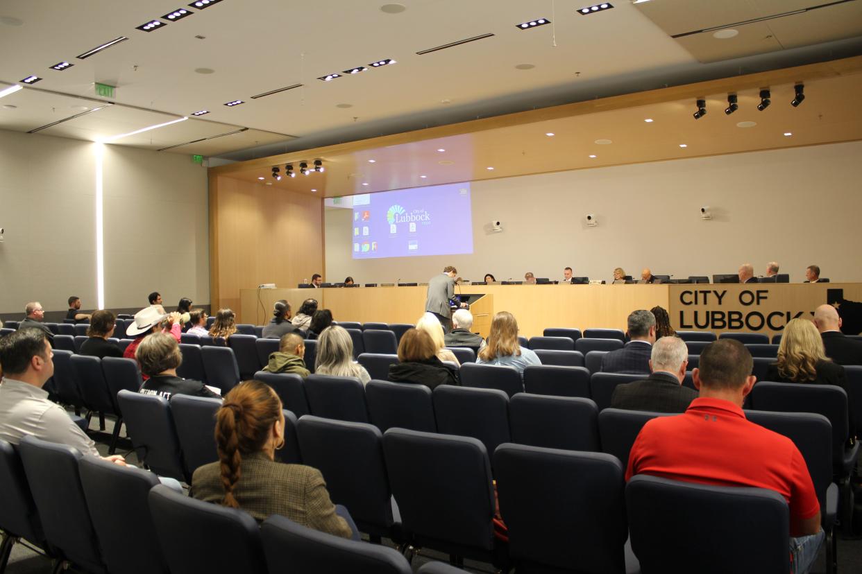 The Lubbock City Council listens to public comment on a proposed ordinance decriminalizing marijuana in Lubbock during a meeting Tuesday at Citizens Tower.