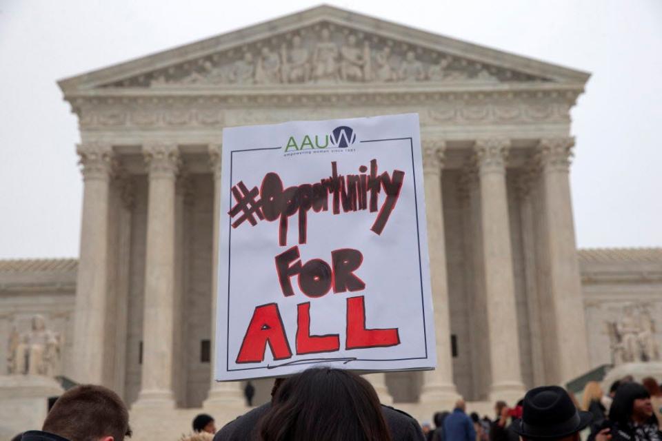 Demonstrators gathered outside the Supreme Court in June 2016 when the justices last issued a major ruling on affirmative action.