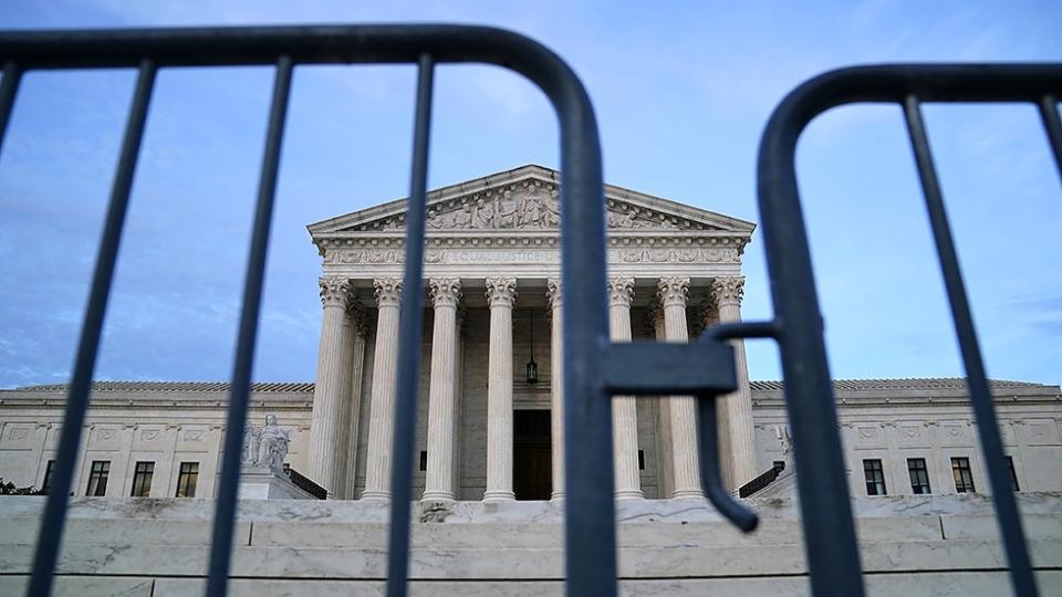 The Supreme Court is seen at sunset on June 7