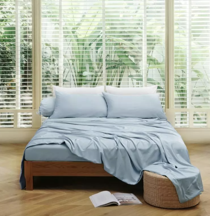 Horgen Bamboo Essentials 100% Bamboo Sky Fitted Bedsheet and Pillowcase Set. (PHOTO: Zalora SG)