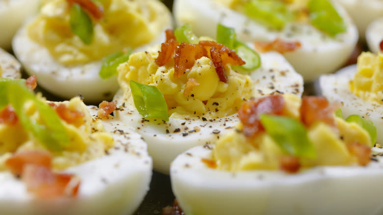 Deviled eggs with bacon crumbles