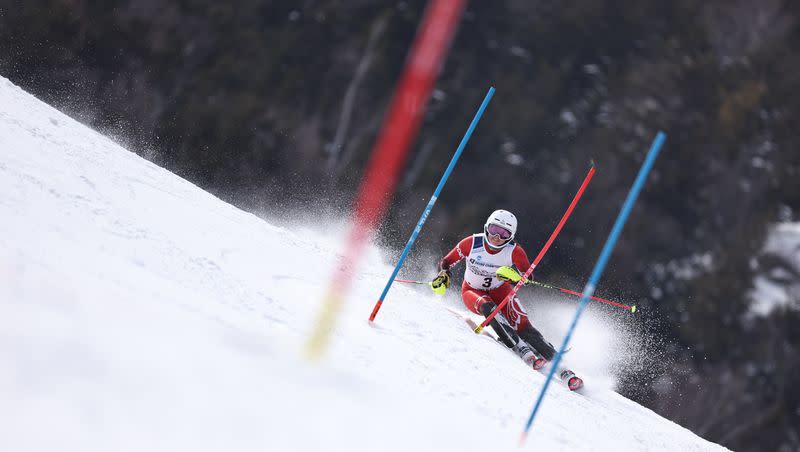 Utah’s Madison Hoffman competes during the NCAA Skiing Championships held at Mt. Van Hoevenberg on March 10, 2023, in North Elba, New York.