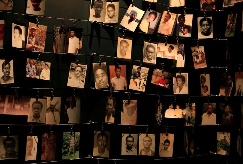 FILE PHOTO: Photographs of people who were killed during the 1994 genocide are seen inside the Kigali Genocide Memorial Museum