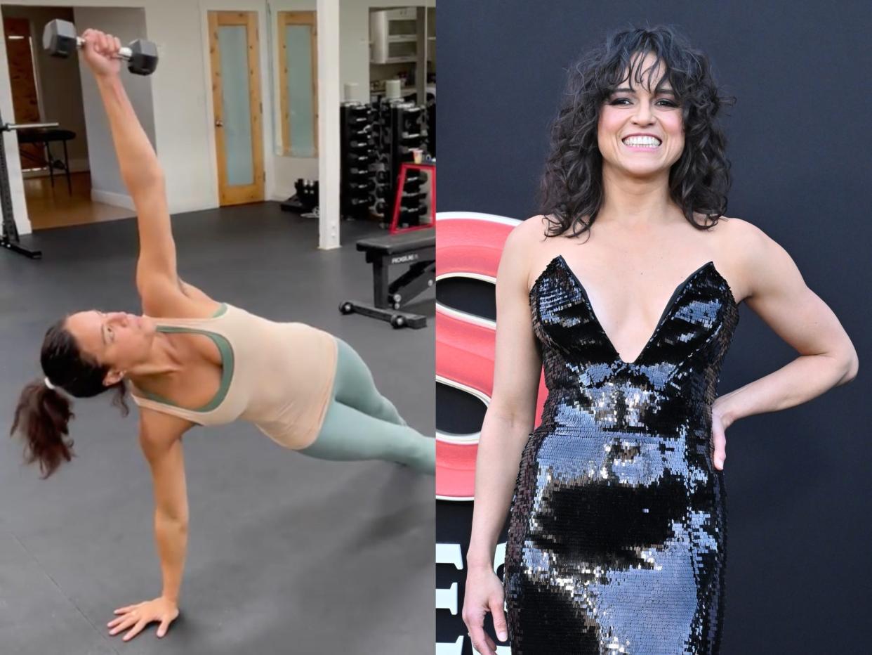 Michelle Rodriguez training with Magnus Lygbäck and at the LA premiere of "Dungeons And Dragons: Honor Among Thieves."