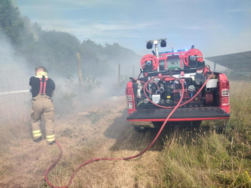 A firefighter tackling the blaze, of which the cause had yet to be ascertained (Verwood Fire Station)