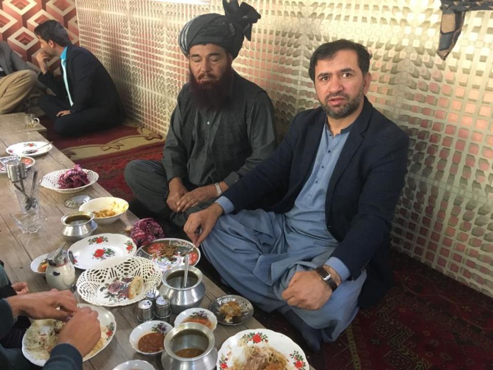 CBS News journalist Sami Yousafzai sits with a Taliban official during a meeting in Kabul, Afghanistan, in 2020. / Credit: Courtesy of Sami Yousafzai