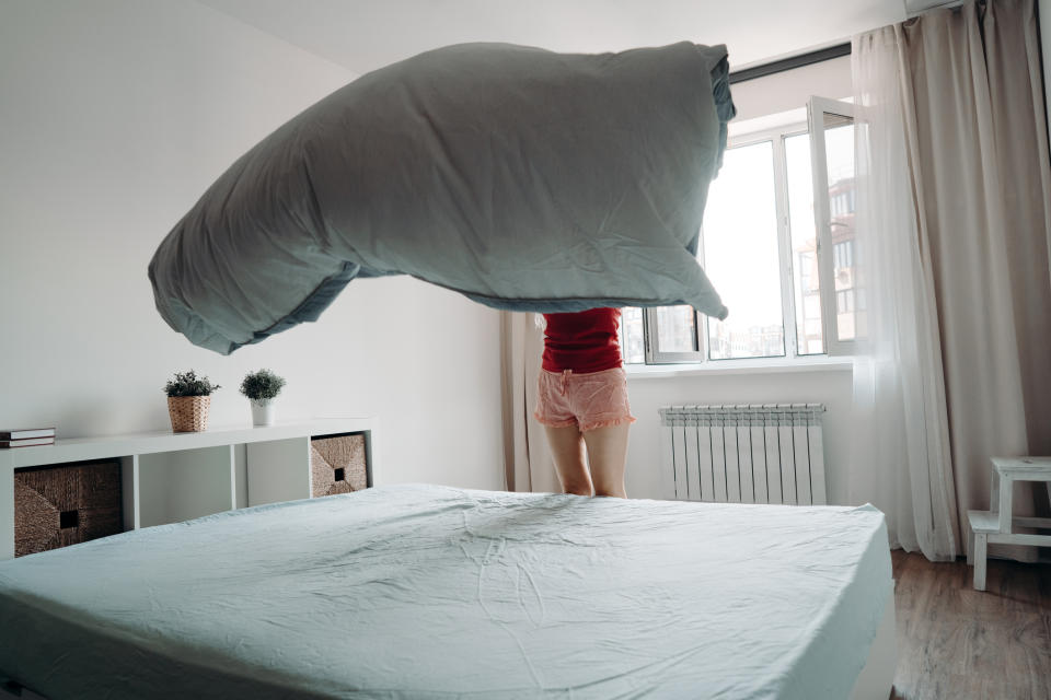 While we wash our bed sheets, we're skipping the cleaning of our duvet. (Getty Images)