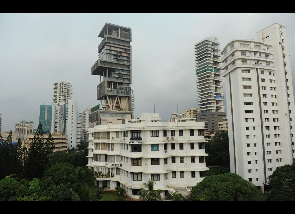 The twenty-seven story Antilia, the newly-built residence of Reliance Industries chairman Mukesh Ambani, is seen in Mumbai on October 19, 2010. 