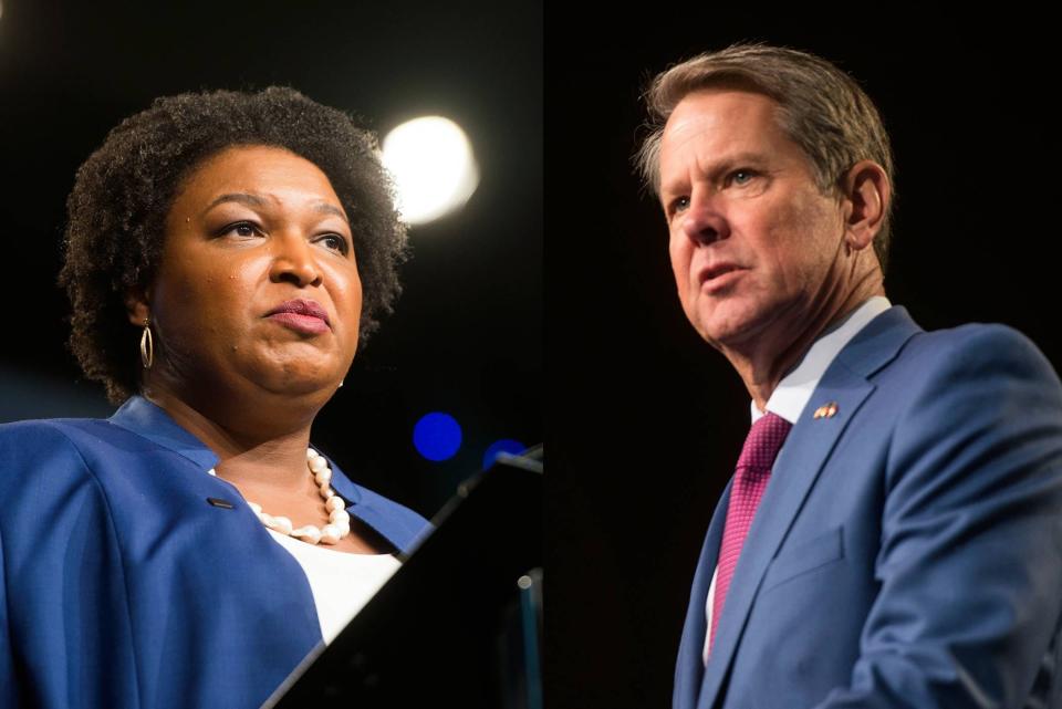 Stacey Abrams, left, is challenging incumbent Brian Kemp in the Georgia governor's race.