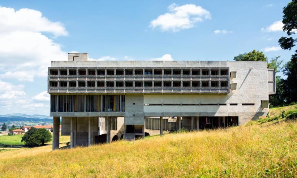 View of the modernistic late 1950s monastery Sainte Marie de La Tourette.