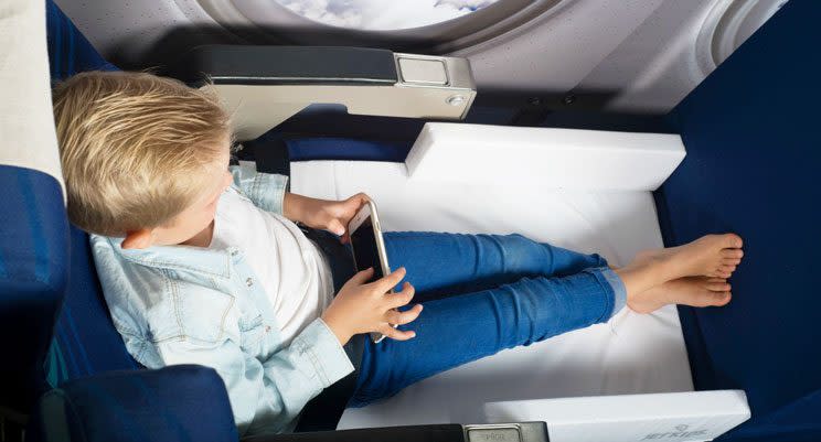 We hope the BedBox will provide ‘first-class’ comfort for our four-year-old. (Photo: JetKids Facebook)
