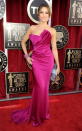 <div class="caption-credit"> Photo by: Getty Images</div><div class="caption-title">Red-pink at the SAG Awards</div>Vergara was luminous in a strapless, fuschia Marchesa gown at this year's Screen Actors Guild Awards, where she was nominated for Best Comedy Actress.