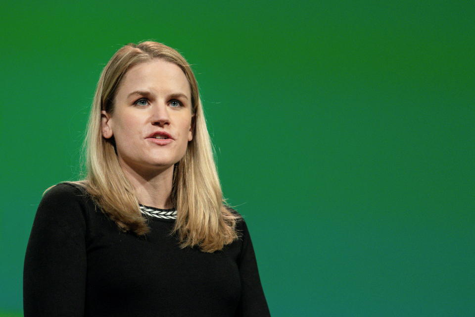 Facebook whistleblower Frances Haugen speaks at the SXSW (South by Southwest) conference and festivals in Austin, Texas, U.S. March 14, 2022. REUTERS/Montinique Monroe