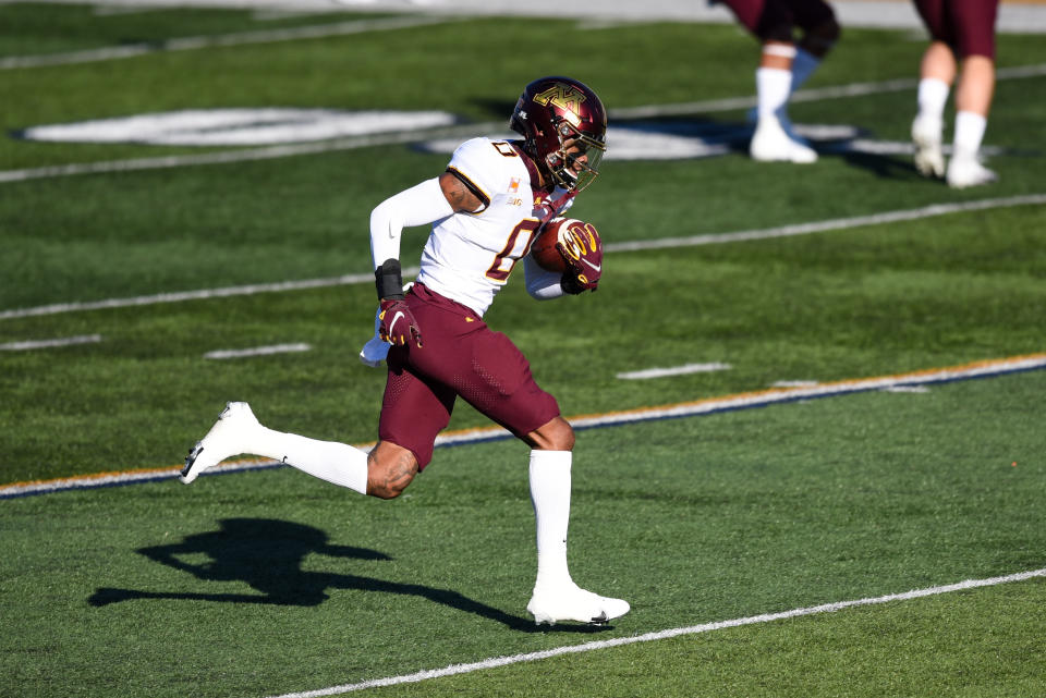 Minnesota WR Rashod Bateman can do damage after the catch. (Photo by James Black/Icon Sportswire via Getty Images)