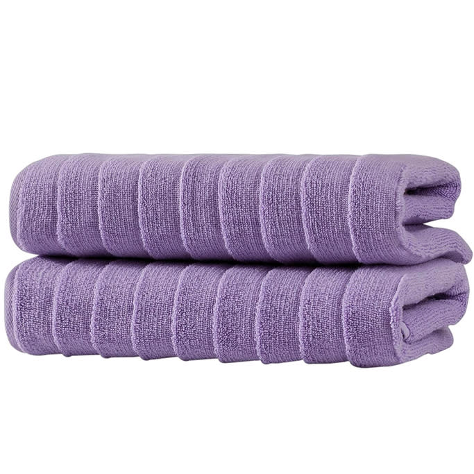 Purple textured bath towels