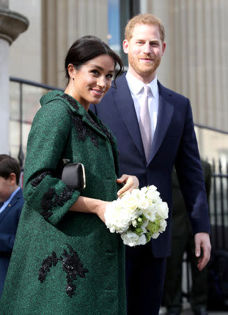 FILE PHOTO: Britain's Prince Harry and Meghan, Duchess of Sussex leave after a Commonwealth Day youth event at Canada House in London, Britain, March 11, 2019. Chris Jackson/Pool via REUTERS/File Photo