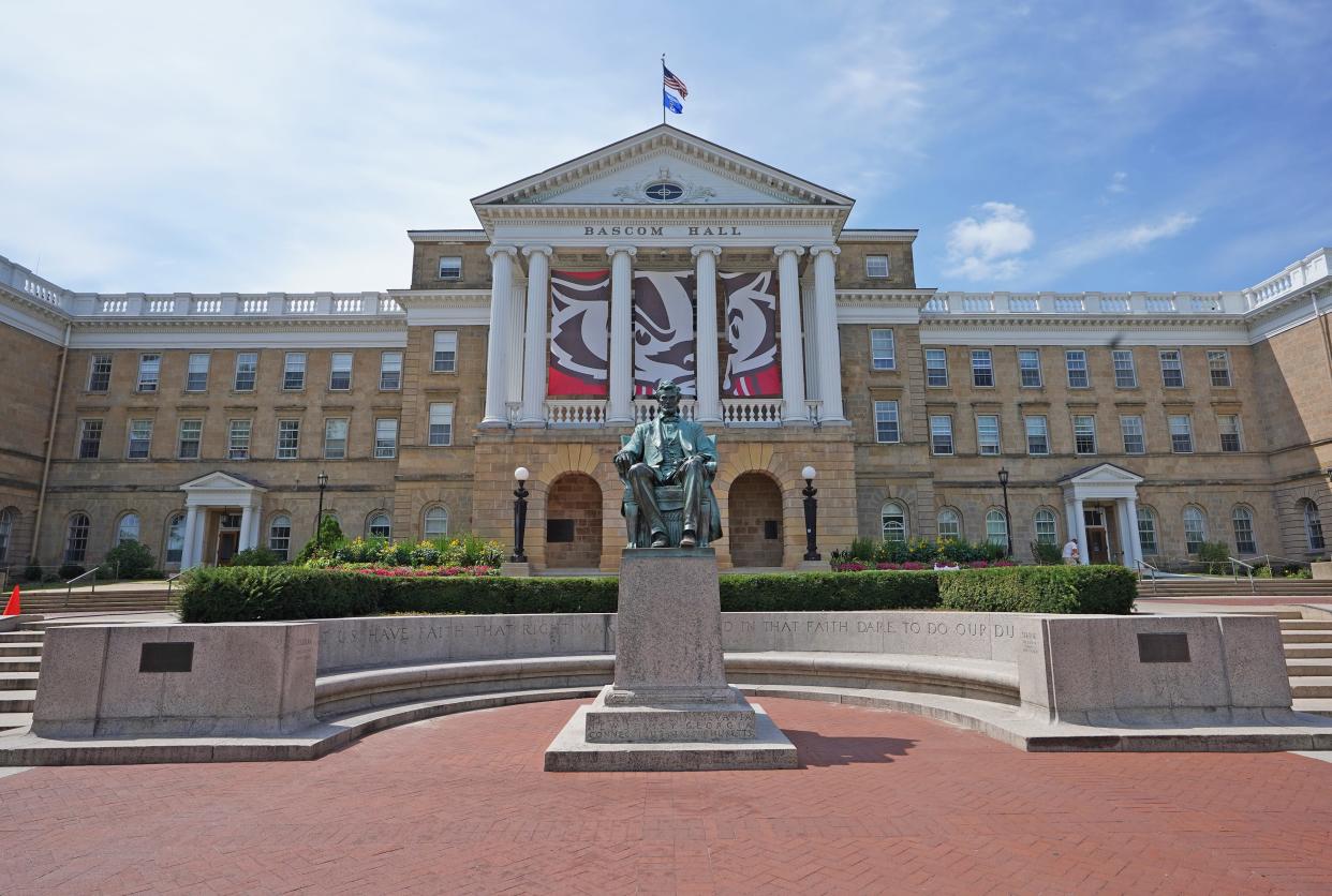 The University of Wisconsin-Madison was the center of controversy last month when a student appeared on a video on social media making racist comments. Hundreds of students participated in a sit-in at Bascom Hall, pictured, to demand action by the university.