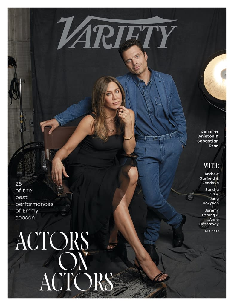 Jennifer Aniston and Sebastian Stan star on the cover of ‘Variety’ for its’ 2022 Actors on Actors’ issue. - Credit: Alexi Lubomirski for Variety