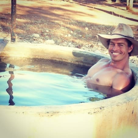 Big Brother's David 'Farmer Dave' Graham shirtless in a water trough