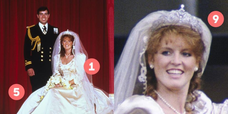 <p>Five years after Princess Diana married the future King of England <a rel="nofollow noopener" href="https://www.townandcountrymag.com/society/tradition/a22647869/sarah-ferguson-duchess-of-york-grandmother-comments-bbc/" target="_blank" data-ylk="slk:in a fairytale wedding, Sarah Ferguson prepared;elm:context_link;itc:0;sec:content-canvas" class="link ">in a fairytale wedding, Sarah Ferguson prepared</a> to walk down the aisle with her own prince. The press anticipated a sartorial flop, prematurely lambasting Prince Andrew's fiancée in the weeks leading up the ceremony, but up-and-coming London courtier Lindka Cierach <a rel="nofollow noopener" href="https://www.townandcountrymag.com/society/tradition/g22657138/prince-andrew-sarah-ferguson-royal-wedding-1986-photos/" target="_blank" data-ylk="slk:ultimately saved the day on July 23, 1986.;elm:context_link;itc:0;sec:content-canvas" class="link ">ultimately saved the day on July 23, 1986.</a> </p><p>"Fashion experts who had criticized the latest royal family member's figure and supposed lack of clothes sense, and openly fretted about her choice of an unknown designer for her wedding gown proclaimed her ivory-colored, silk dress a triumph," the <em><a rel="nofollow noopener" href="http://articles.latimes.com/1986-07-24/news/mn-31456_1_royal-wedding" target="_blank" data-ylk="slk:Los Angeles Times;elm:context_link;itc:0;sec:content-canvas" class="link ">Los Angeles Times</a></em> reported after the ceremony. Shop windows even rushed to display near replicas within two hours after the bride appeared. </p><p>Cierach and her team of five women had labored in top secret for four months, covering the fourth-floor studio's windows with paper and saving every last fabric scrap and sketch to deter spies sifting through the trash. Their covertness paid off. The scoop-necked gown with elaborate silver embroidery defied every prediction. </p><p>“Every time the daily paper came out with another [supposedly leaked] sketch, we’d laugh away about it all,” Cierach told <a rel="nofollow noopener" href="https://people.com/archive/lindka-cierach-put-fergie-in-stitches-for-a-wedding-smash-vol-26-no-6/" target="_blank" data-ylk="slk:People;elm:context_link;itc:0;sec:content-canvas" class="link "><em>People</em></a>. “I don’t think anyone came close."</p><p>Now that Princess Eugenie is planning her own October wedding to Jack Brooksbank, it begs the question whether she'll incorporate any element's of her mum's dress. Here's what made Fergie's very-'80s gown so iconic:</p>