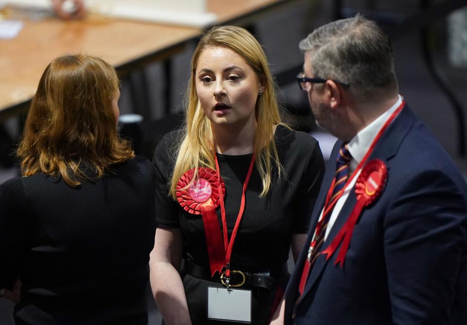 Labour Party candidate Gen Kitchen during the count for the Wellingborough by-election (PA)