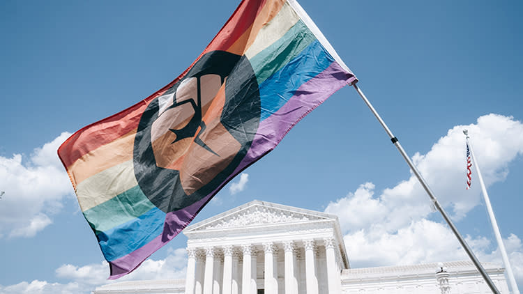 gay solidary flag above the supreme court