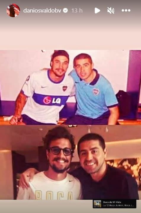 Daniel Osvaldo subió fotos a su cuenta de Instagram en apoyo a Juan Román Riquelme