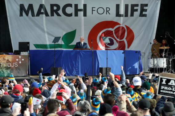 Vice President Mike Pence speaks at the annual March for Life rally in Washington, D.C. (Photo: Yuri Gripas/Reuters)