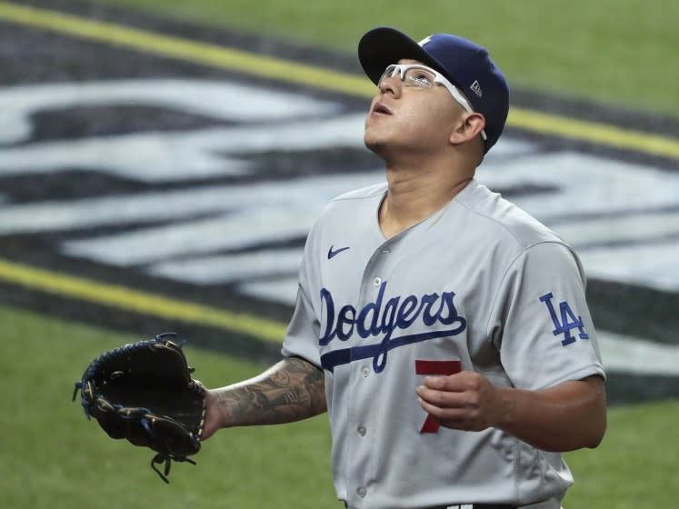 Arlington, Texas, Saturday, October 24, 2020 Los Angeles Dodgers starting pitcher Julio Urias.