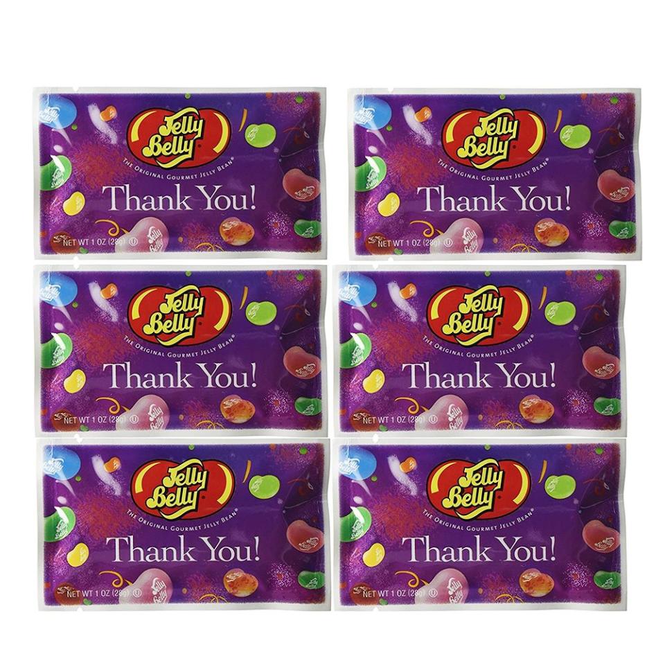 <p><a href="https://go.redirectingat.com?id=74968X1596630&url=https%3A%2F%2Fwww.jellybelly.com%2Fthank-you-assorted-flavors-jelly-beans-1-oz-bag-30-count-case%2Fp%2F72533&sref=https%3A%2F%2Fwww.bestproducts.com%2Flifestyle%2Fg36389153%2Fthank-you-gift-ideas%2F" rel="nofollow noopener" target="_blank" data-ylk="slk:Shop Now;elm:context_link;itc:0;sec:content-canvas" class="link ">Shop Now</a></p><p>Thank You Assorted Flavors Jelly Beans (30-Count)</p><p>jellybelly.com</p><p>$44.99</p>