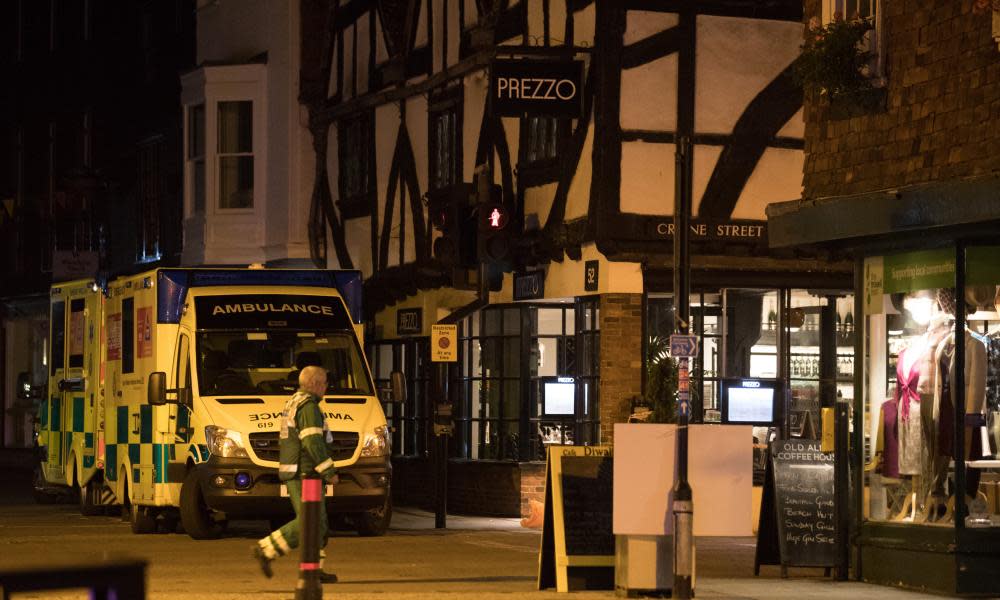 An ambulance outside the Prezzo restaurant in Salisbury