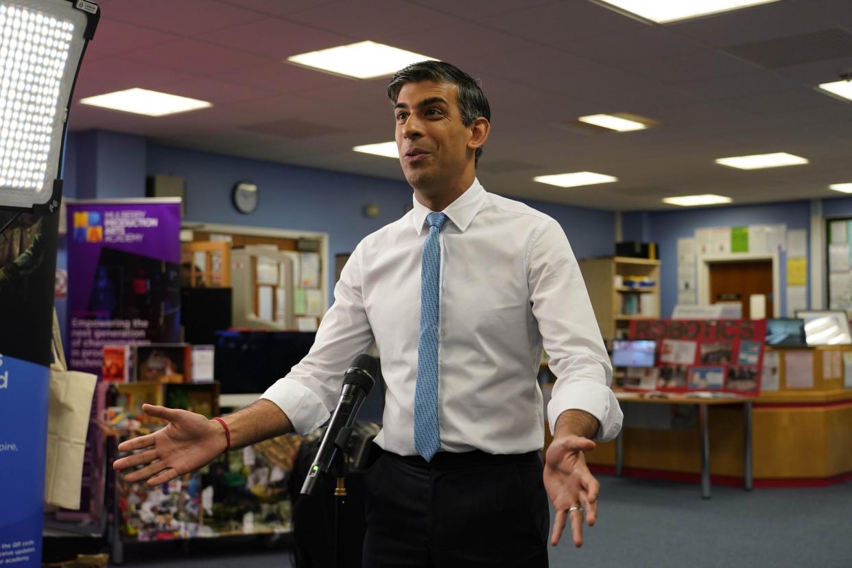 Prime Minister Rishi Sunak has dismissed claims he failed to fully fund a program to rebuild schools in England (Alberto Pezzali/PA). (PA Wire)