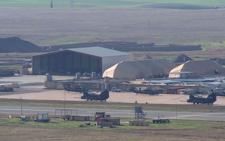 The Islamic Resistance in Iraq claimed it had launched a drone strike on the al-Harir air base (pictured)