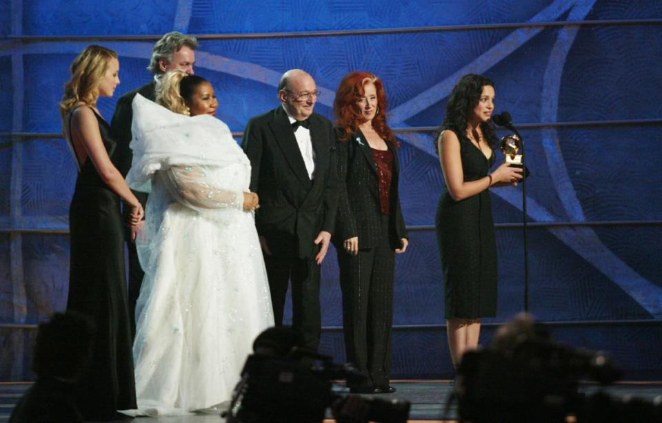 <div class="inline-image__caption"><p>Norah Jones accepts her Grammy for record of the year during the 45th Annual Grammy Awards at Madison Square Garden on February 23, 2003 in New York City. </p></div> <div class="inline-image__credit">Frank Micelotta/Getty</div>