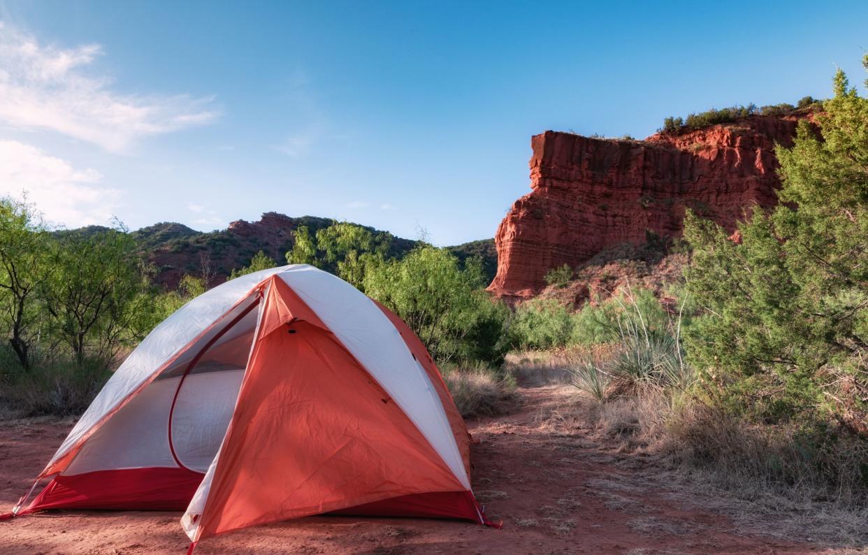 tent camping in the canyon