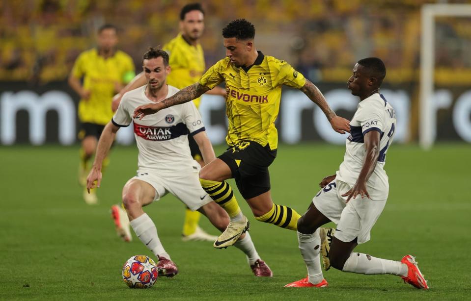 Jadon Sancho had a fantastic night displaying his full range of skill and quality (EPA)