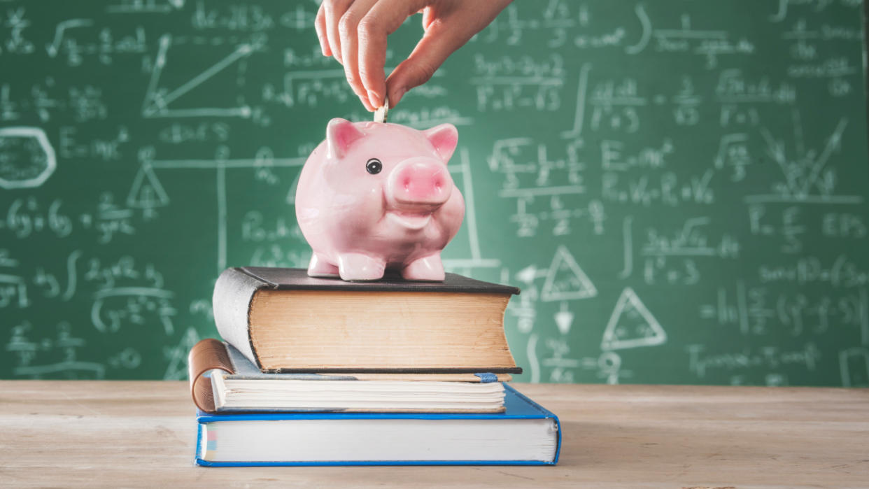 A piggybank for savings in a classroom.