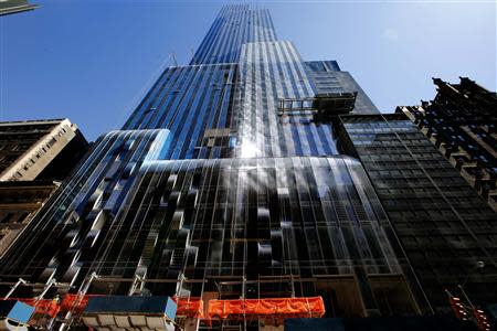 One57, a new luxury skyscraper apartment building designed by French architect Christian de Portzamparc which is under construction on New York City's West 57th street, is pictured April 24, 2014. REUTERS/Mike Segar