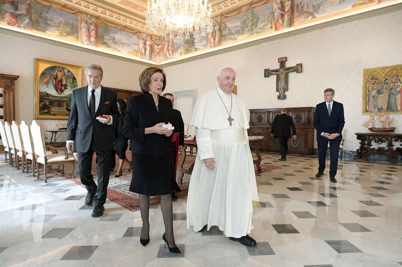 U.S. Speaker of the House Nancy Pelosi meets with Pope Francis at the Vatican