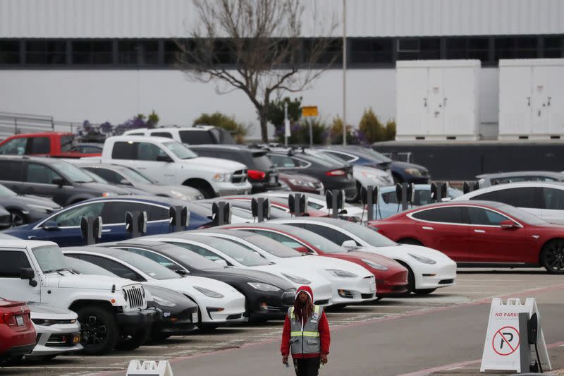 FILE PHOTO: The view of Tesla Inc's U.S. vehicle factory in Freemont, California