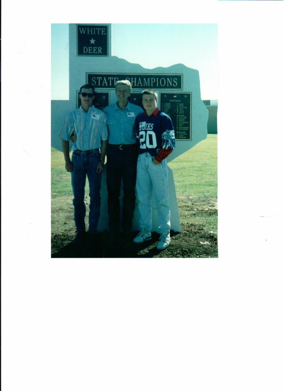 The Thomas brothers meet former OU All-American and NFL player Jim Weatherall back in their youth. From left, Bart Thomas, Jim Weatherall, Zach Thomas.